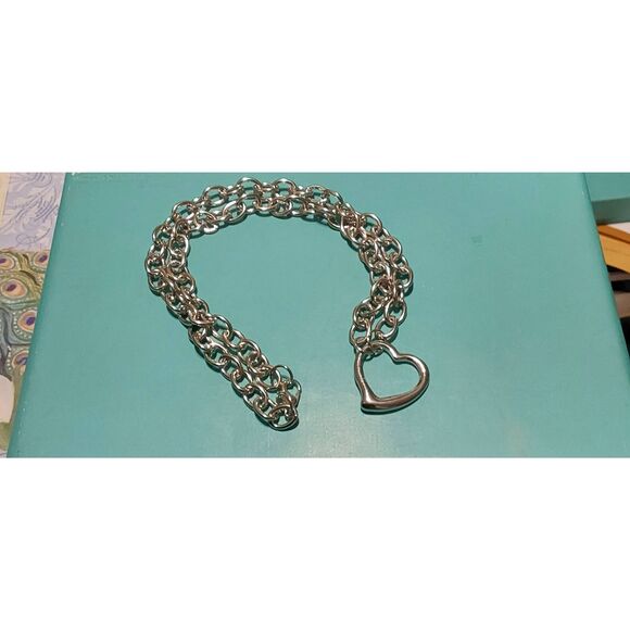 NEW~Trendy Silver Dangling Open Heart Charm Toggle Style Necklace & Bracelet Set - Picture 3 of 3